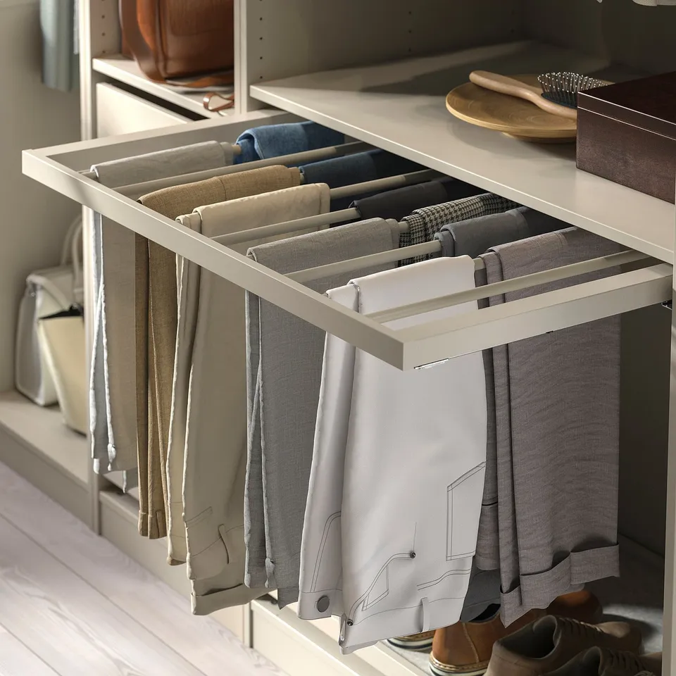 KOMPLEMENT Pull-out trouser hanger, grey-beige, 100x58 cm