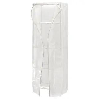 JOSTEIN shelving unit with cover, in/outdoor wire/transparent white, 61x41x180 cm