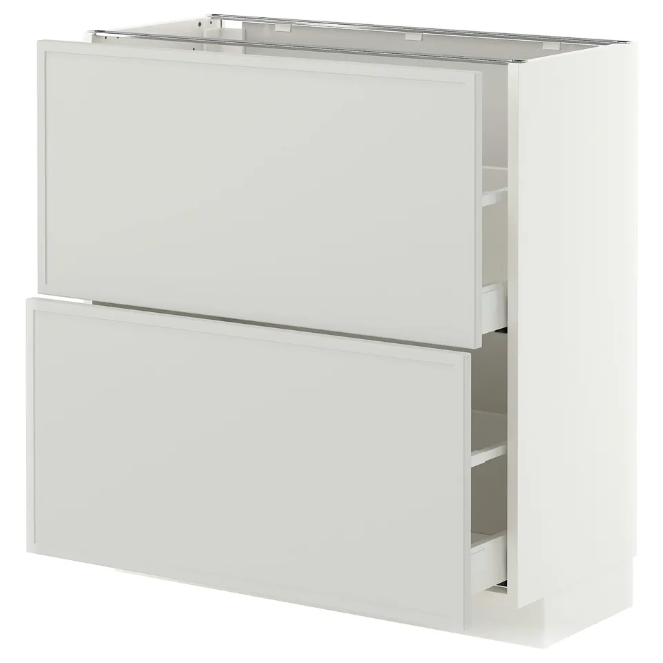 METOD / MAXIMERA Base cabinet with 2 drawers, white/Aspudden light grey, 80x37x80 cm
