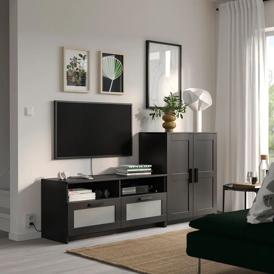 BRIMNES TV storage combination, black, 200x41x95 cm