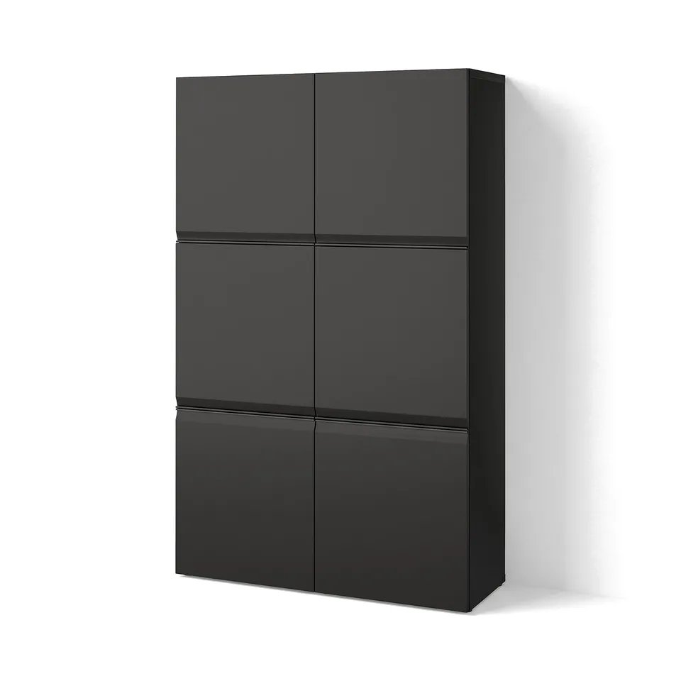 BESTÅ Storage combination with doors, black-brown/Hammarsmed anthracite, 120x42x193 cm
