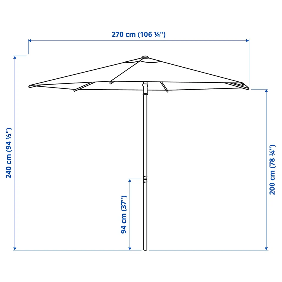 Illustration with measurements for the product: HÖGÖN.