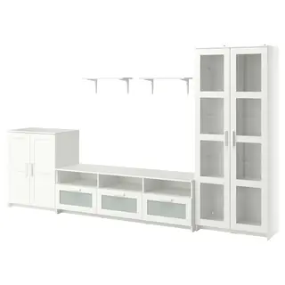 BRIMNES / BURHULT TV storage combination, white, 338x41x190 cm