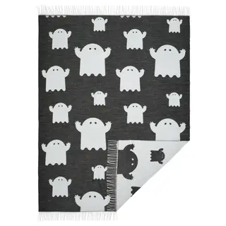 KUSTFYR throw, ghost pattern black/white, Width 130 x Length 170 cm