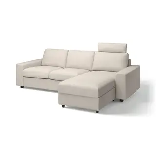 VIMLE 3-seat sofa with chaise longue, with wide armrests with headrest/Gunnared beige, Width 266 x Depth 98 cm