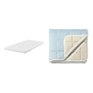 KEJSAROLVON/ÅNNFJÄLLET set: coir mattress + mattress protector, super firm/white + beige/blue, Length 200 x Width 90 cm