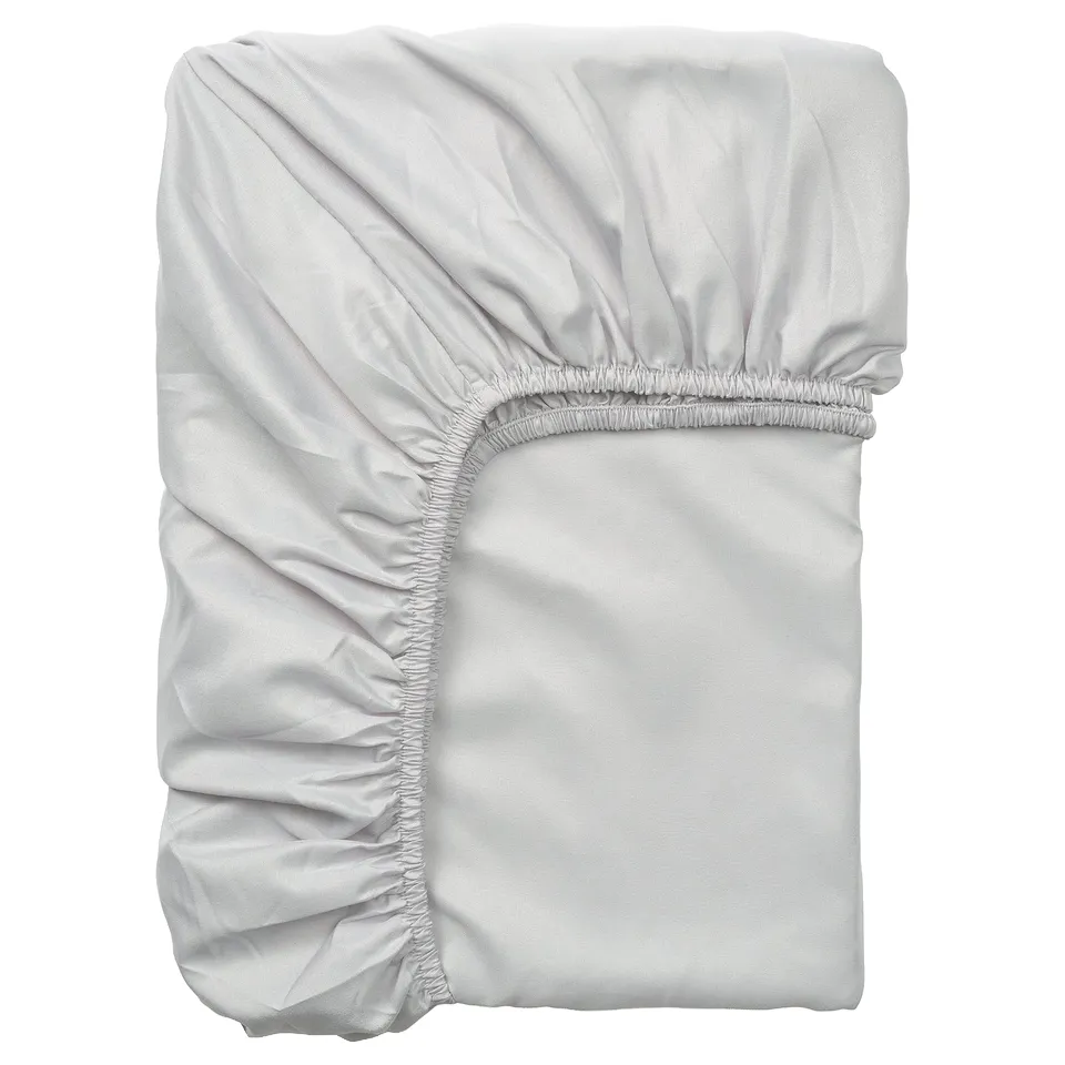 BÄRGLIM Fitted sheet, grey, 90x200 cm