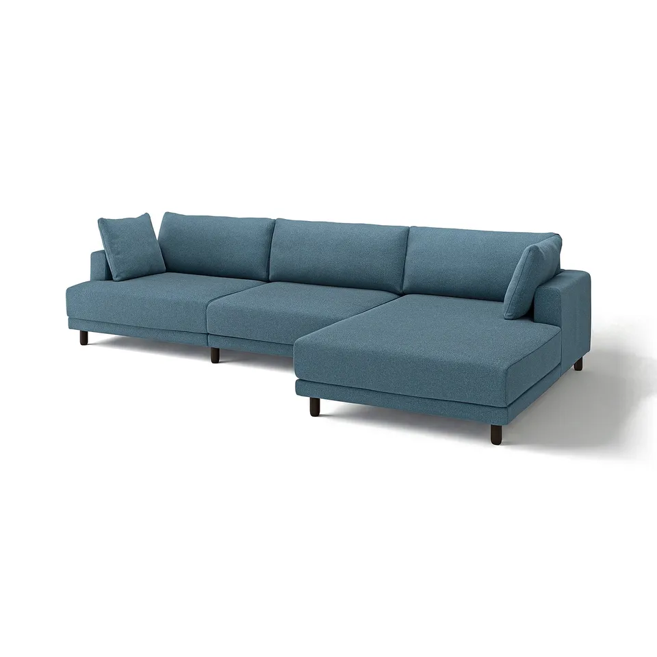 UPPÅKRA teal sectional sofa, modern and comfortable design, modular sections, light wood legs, soft cushions.