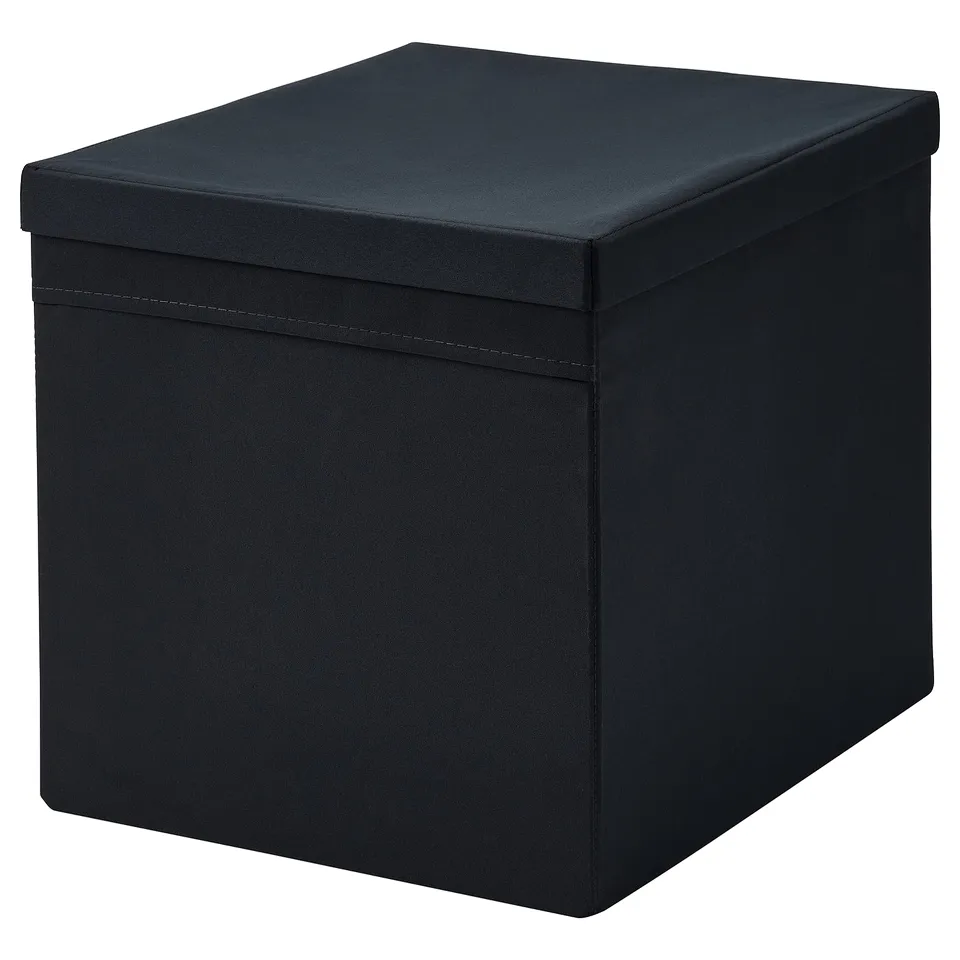 DRÖNA Box with lid, black, 34x39x33 cm
