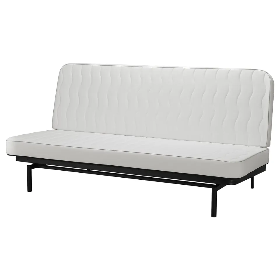 A white NYHAMN sofa-bed on black metal legs.