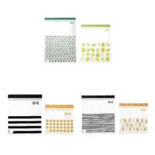 ISTAD set: resealable bag x3, patterned/green + patterned/black yellow + patterned black/yellow, 6/4.5 l