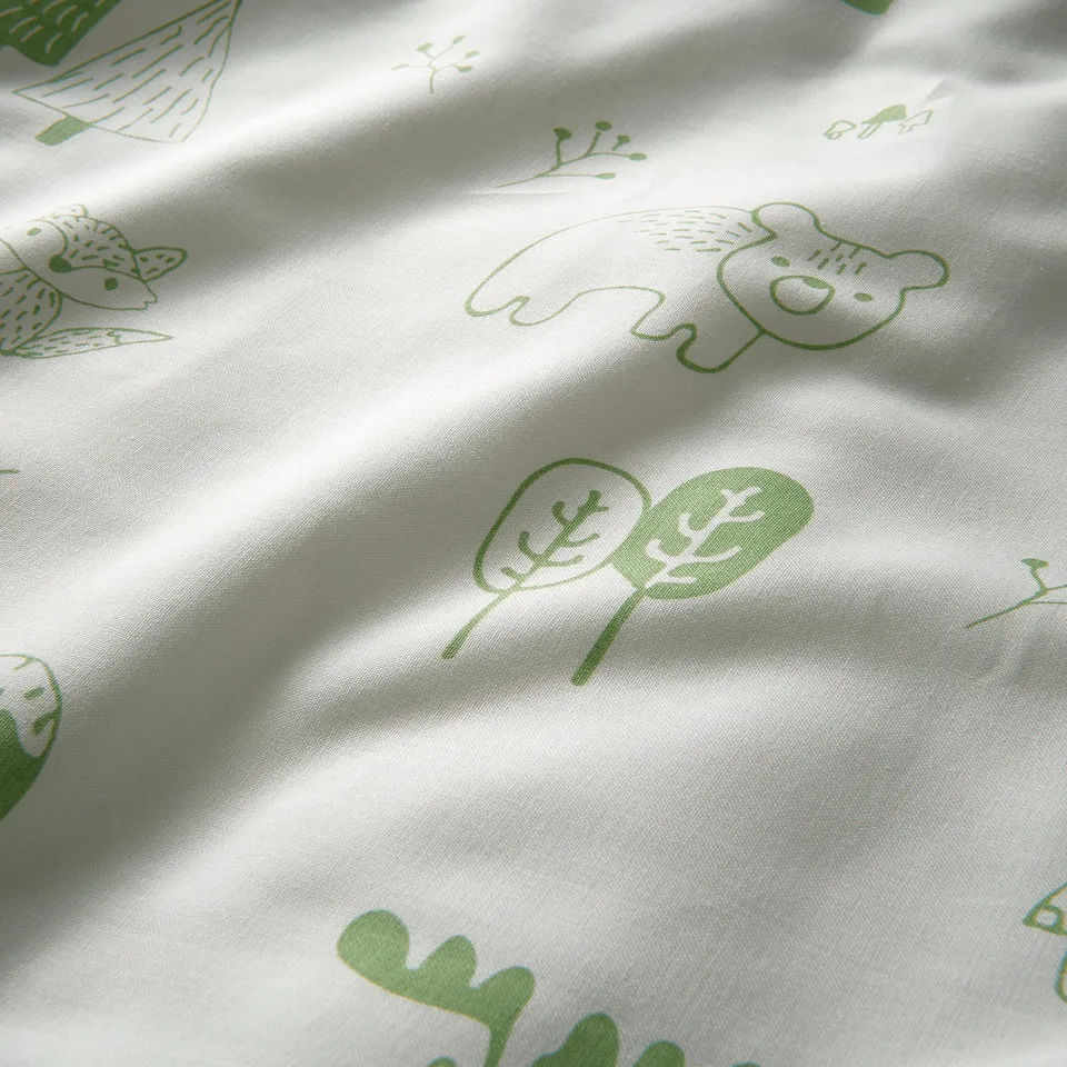 BARNDRÖM Duvet cover and pillowcase, white green/forest, 150x200/50x80 cm