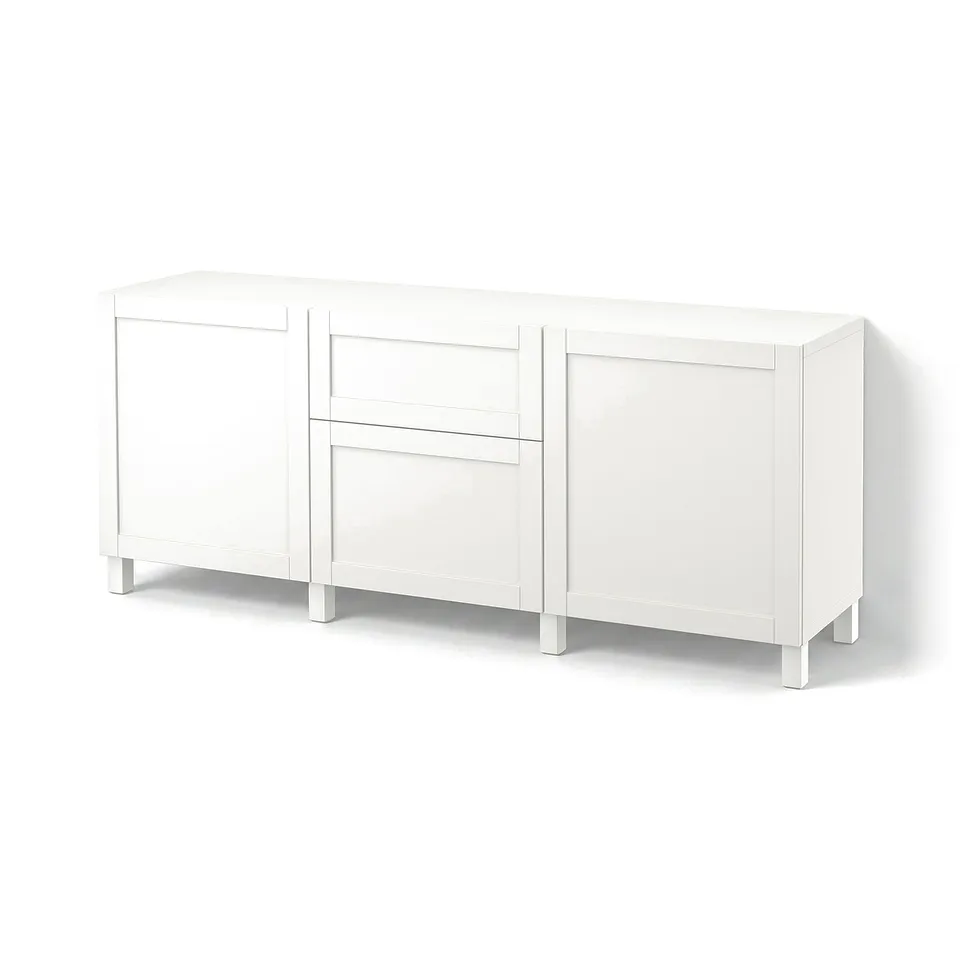 BESTÅ Storage combination with drawers, white/Hanviken/Stubbarp white, 180x42x74 cm