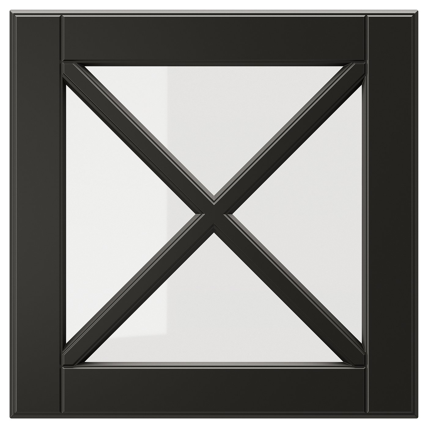 BODBYN glass door with crossbar, black, 40x40 cm
