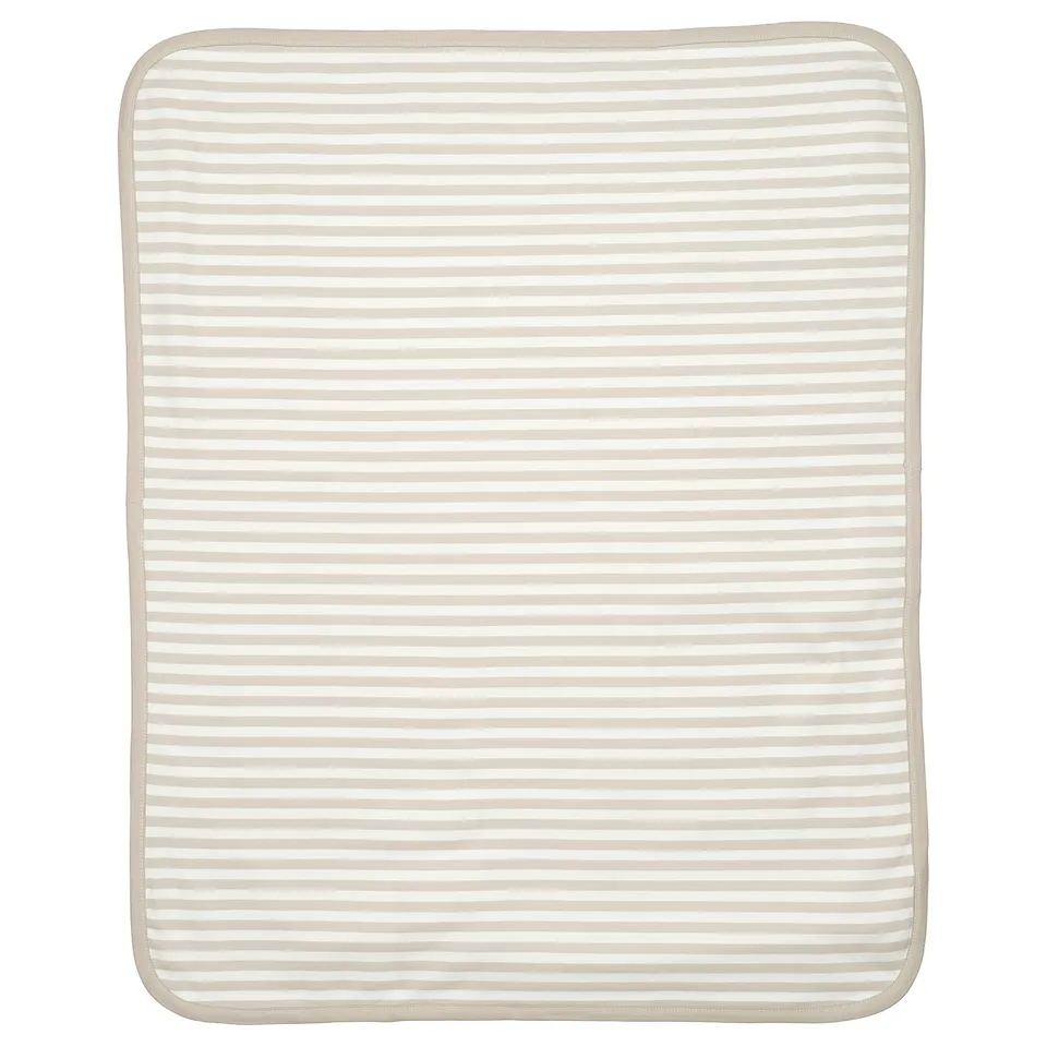 LEN Blanket, white beige/bunny pattern stripe pattern, 80x100 cm