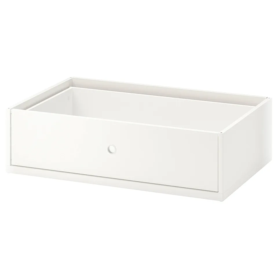 White ELVARLI drawer - compact, rectangular storage.