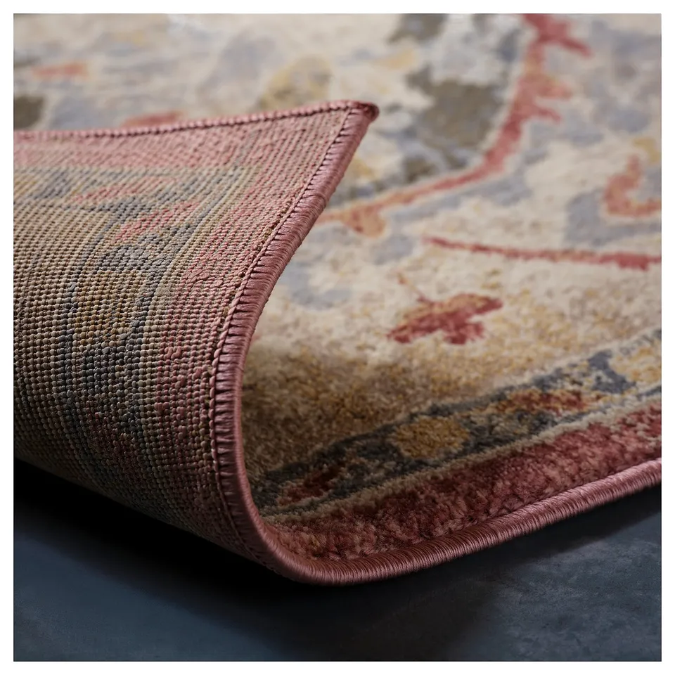 JÄRNVÄG Rug, low pile, ornament pattern pink/beige, 160x230 cm