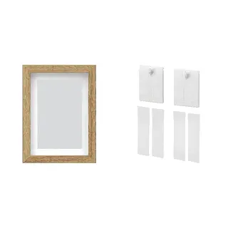 frame + adhesive hook ×2 set: frame + adhesive hook for frame, oak effect + white, 13x18 cm