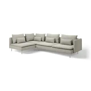 SÖDERHAMN corner sofa, 4-seat, with open end/Viarp beige/brown, Depth 99 cm