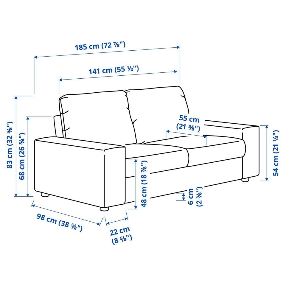 VIMLE 2-seat sofa, with wide armrests Gunnared/medium grey