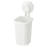 TISKEN toothbrush holder with suction cup, white, Height 18 cm