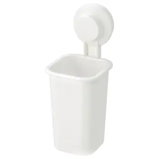 TISKEN toothbrush holder with suction cup, white, Height 18 cm