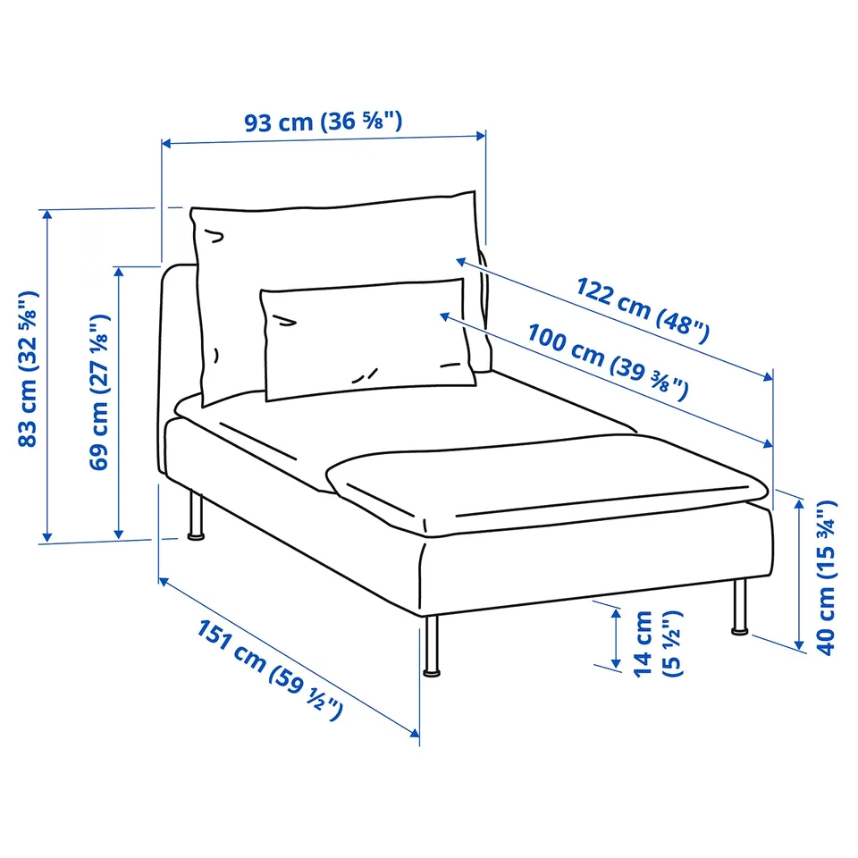 SÖDERHAMN Chaise longue, Fridtuna light beige