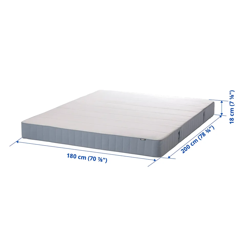 VESTMARKA mattress: white, rectangular, spring with foam top, 180x200 cm, firm support.