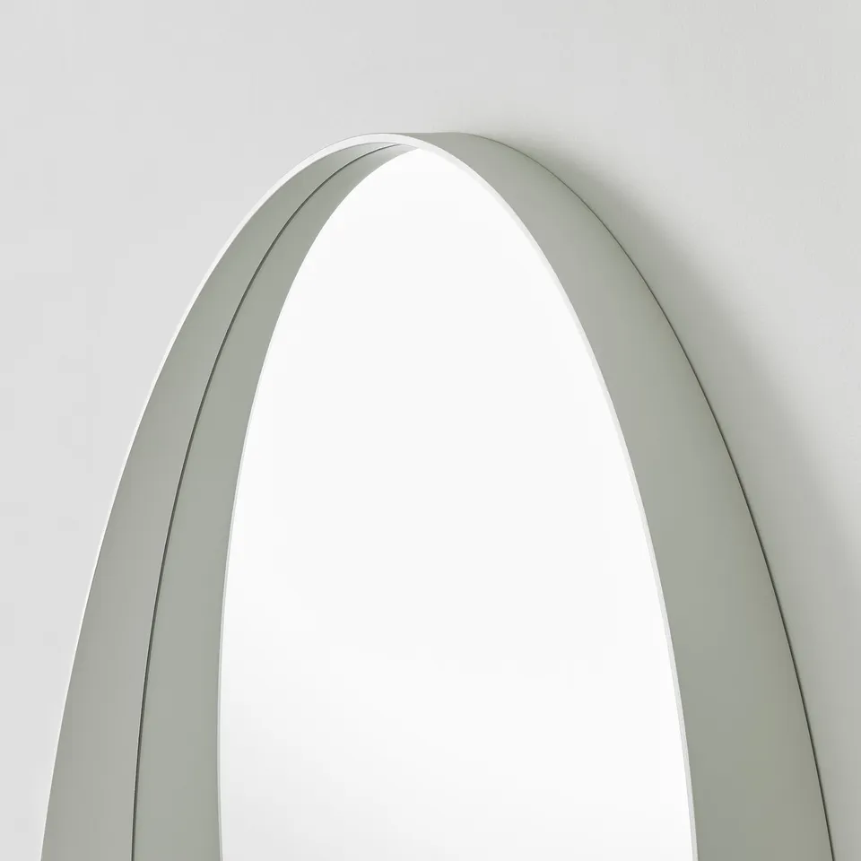 ROTSUND mirror: sleek, curved design with shelf-like base for small items, high-quality glass.