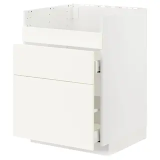 METOD / MAXIMERA base cb f HAVSEN snk/3 frnts/2 drws, white/Vallstena white, 60x60x80 cm