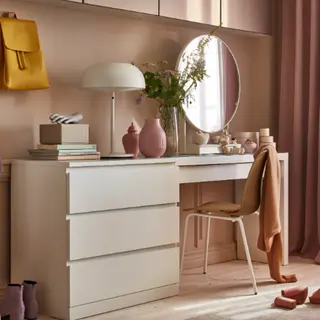MALM set: dressing table + chest of 3 drawers, white, 120x41 cm