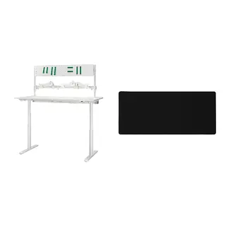 MÅLOMRÅDE /LÅNESPELARE set: gaming desk sit/stand + gaming mouse pad, with monitor arms/electric white + black, Width 180 x Depth 80 cm