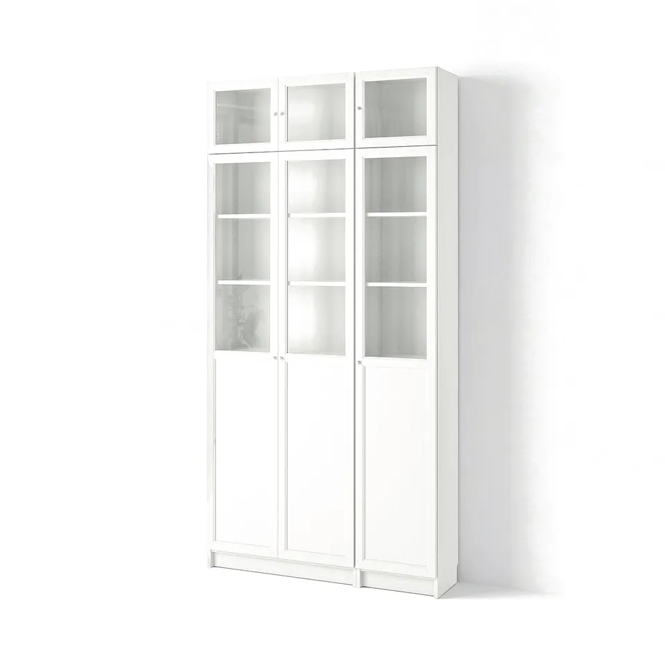 BILLY / OXBERG Bookcase, white/glass, 120x30x237 cm