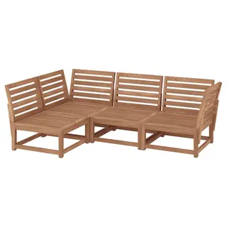 NÄMMARÖ corner sofa, 3-seat, outdoor light brown stained, 210 cm
