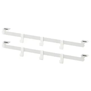 HJÄLPA 2 susp rails+6 hooks+2 pck fittings, white, Width 53.8 x Depth 36 x Height 13 cm