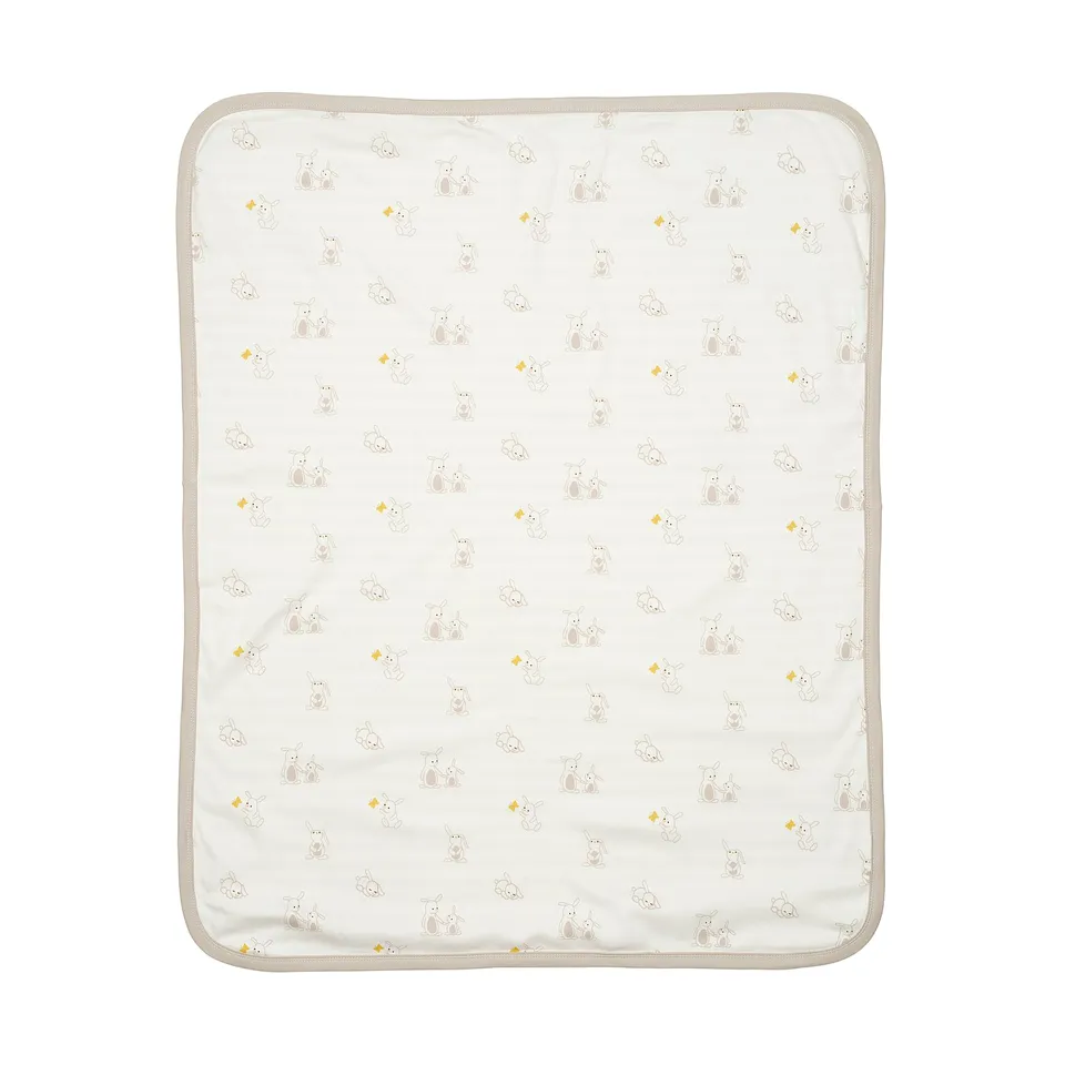 LEN Blanket, white beige/bunny pattern stripe pattern, 80x100 cm