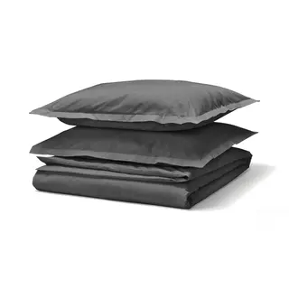 HAMPFLOCKEL duvet cover and 2 pillowcases, dark grey, 240x220/50x80 cm