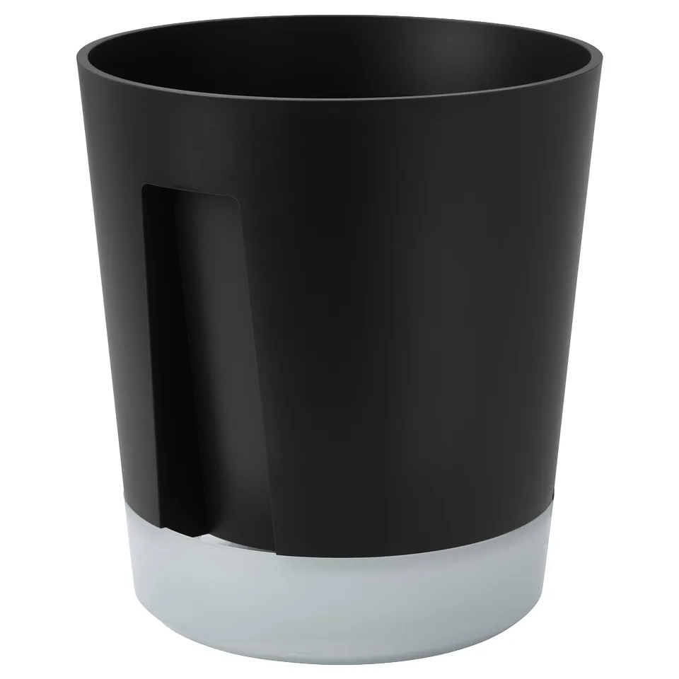 Black & white self-watering planter.