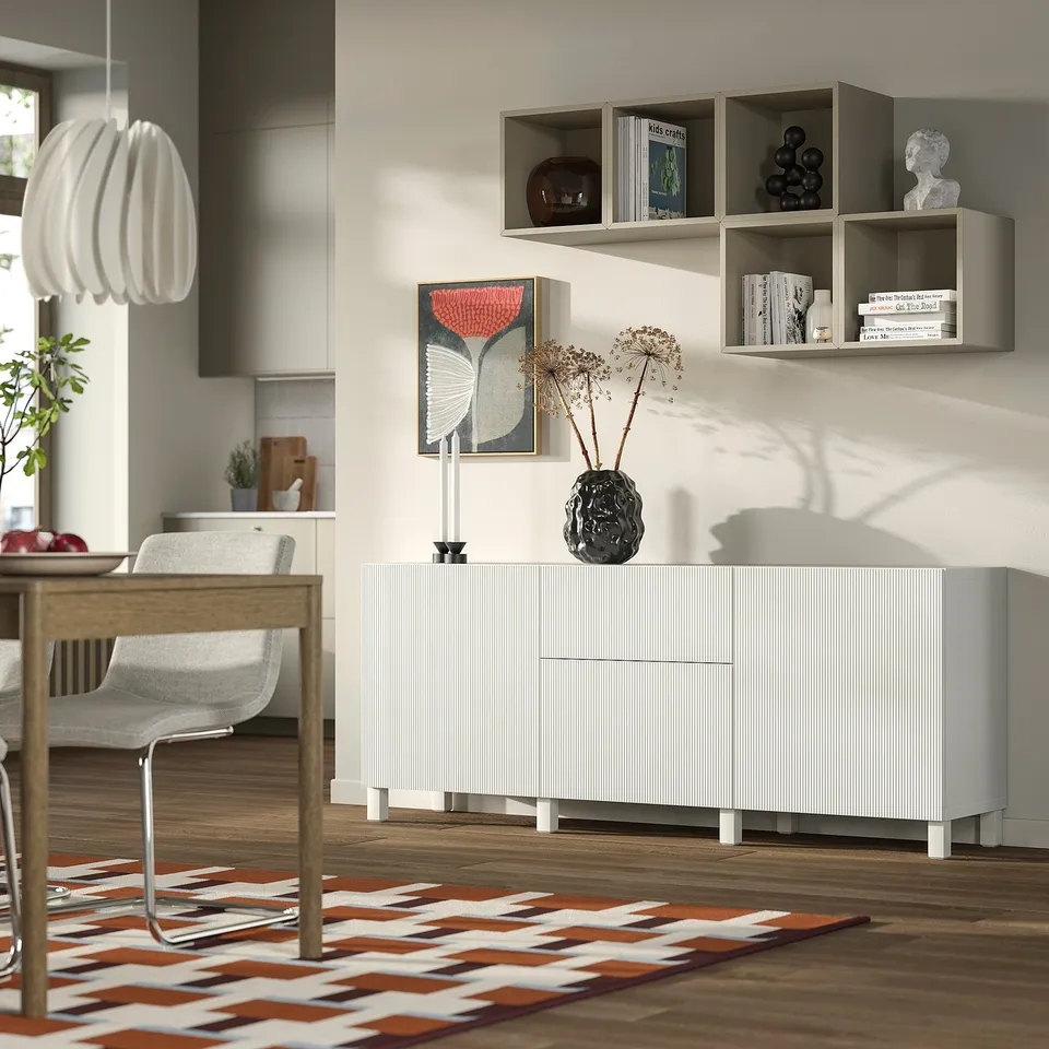 BESTÅ Storage combination with drawers, Förvaltare white/Stubbarp white, 180x42x74 cm
