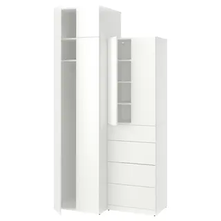 LASTARE wardrobe combination, white/with height extension unit, 120x62x237 cm