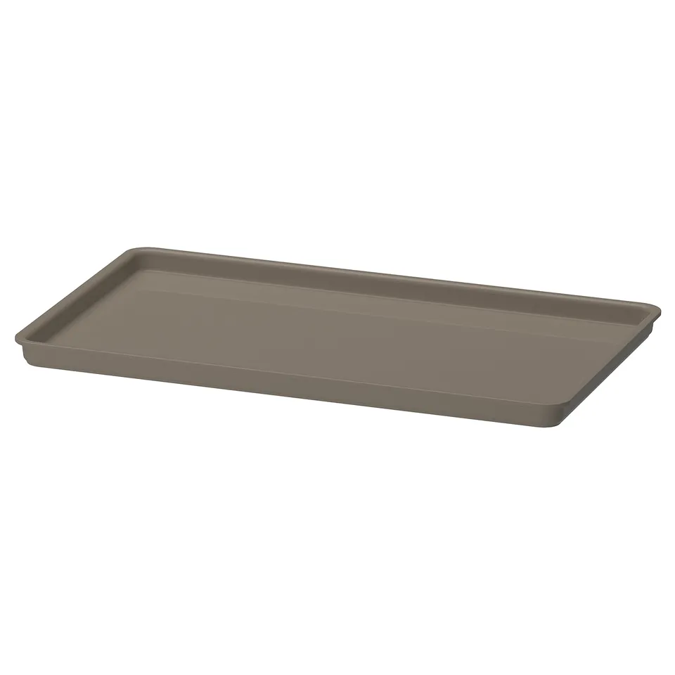 KUGGIS lid, brown, rectangular, flat tray, suitable for boxes, made of recycled pet plastic.