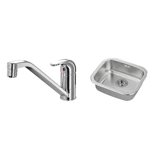 FYNDIG/LAGAN set: inset sink, 1 bowl + single-lever kitchen mixer tap, chrome-plated + stainless steel, Height 16 cm