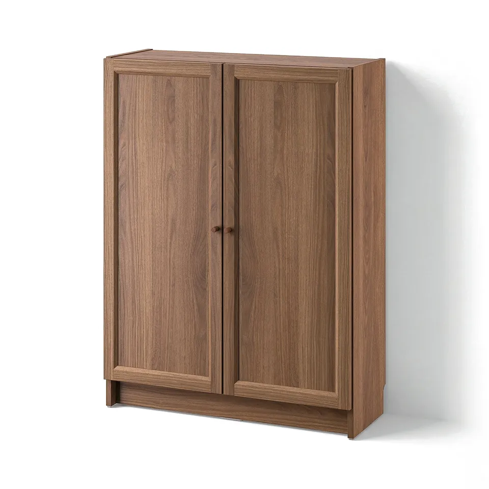 BILLY / OXBERG Bookcase with doors, brown walnut effect, 80x30x106 cm