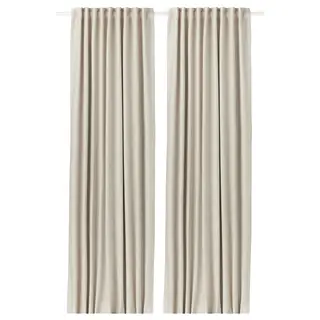 VILBORG room darkening curtains, 1 pair, beige/with heading tape, 145x250 cm