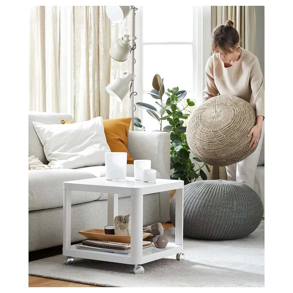 TINGBY Side table on castors, white, 50x50 cm