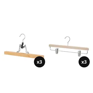 BUMERANG set: trouser hanger x3 + skirt hanger x3, natural, Width 30 x Height 15 cm
