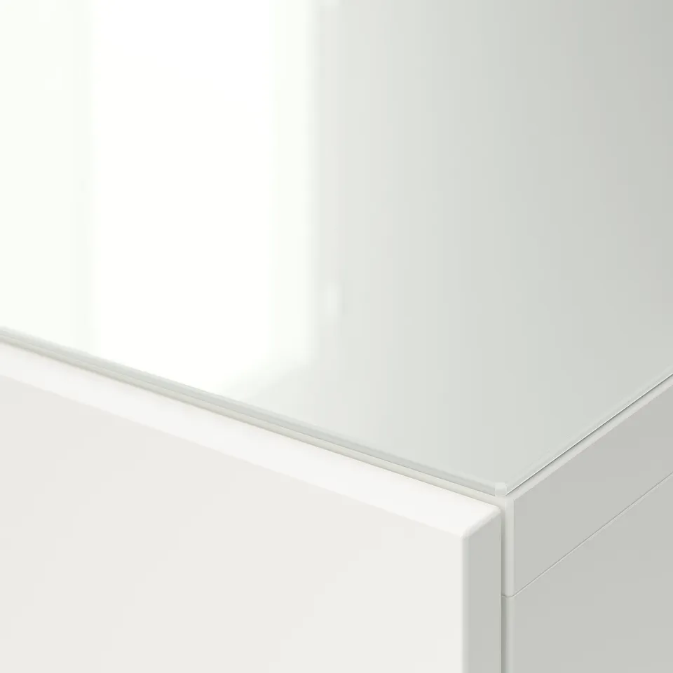 BESTÅ Top panel, glass/white, 180x40 cm