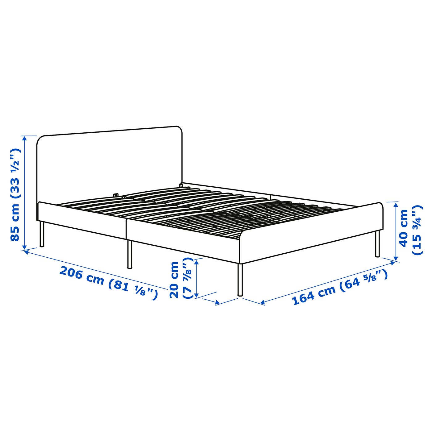 Illustration with measurements for the product: SLATTUM.
