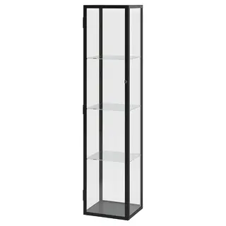 BLÅLIDEN glass-door cabinet, black, 35x32x151 cm