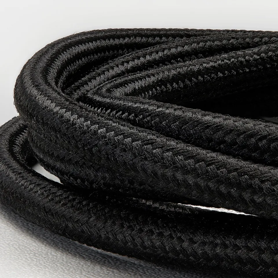 Black braided lamp cord set